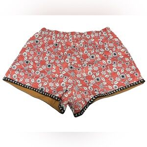 Cider NWT orange quilted floral pull on shorts with crochet trim
